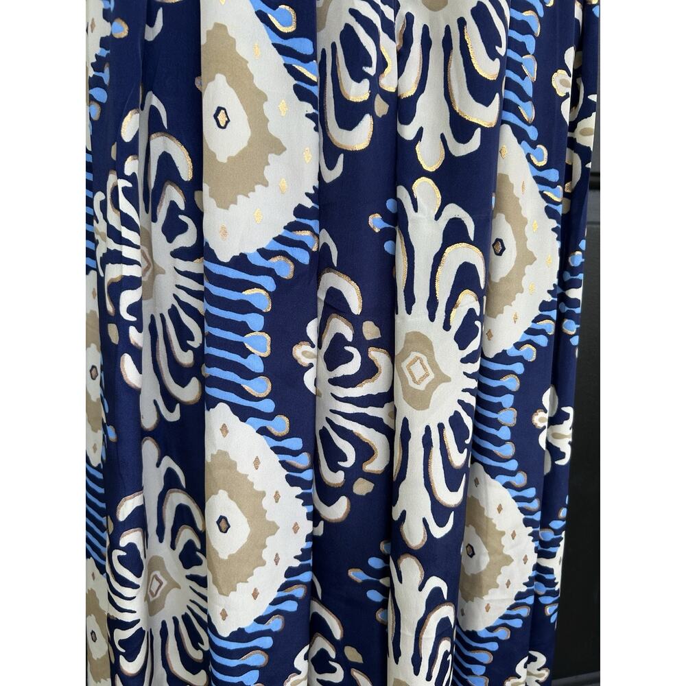 Gold & Silver Paris Wide-Leg Palazzo Pants Womens One Size Blue Gold Lightweight - Picture 5 of 13
